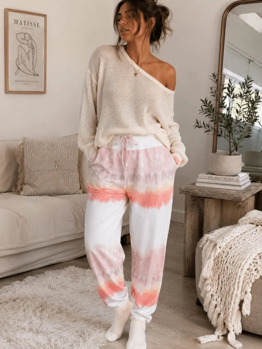 Tie Dye Jogger Pants Elastic Waist NEW